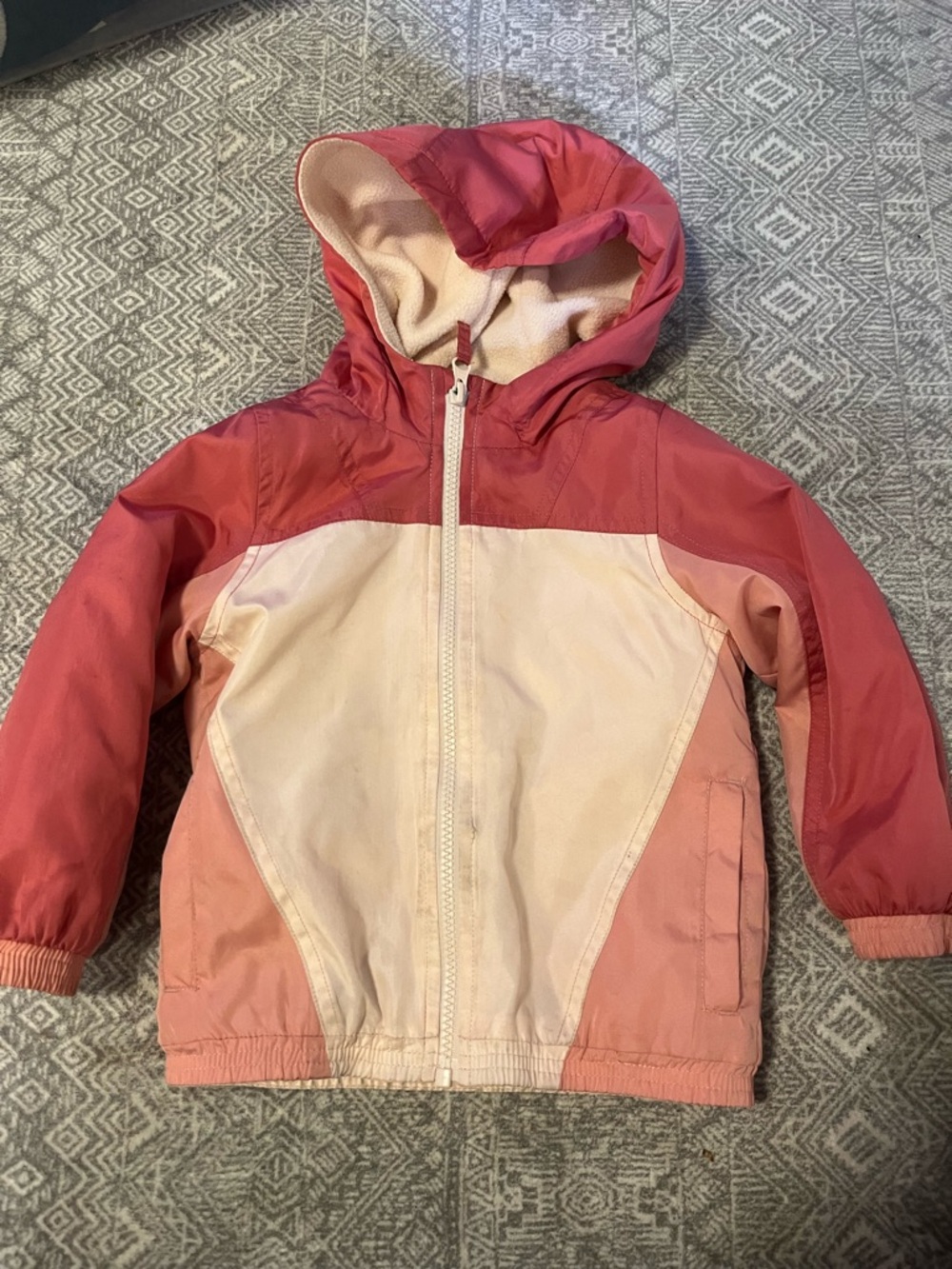 OshKosh B'gosh Pink and Cream Colorblock Hooded Raincoat